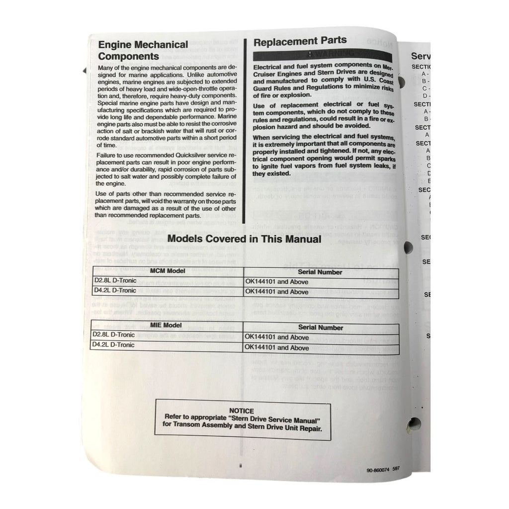 Electronic Diesel Injection Service Manual #22 for MerCruiser (1997)