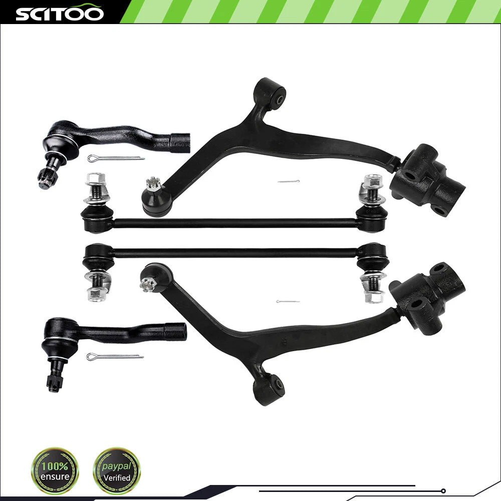 Set of 6 Front Lower Control Arm Ball Joint Tie Rod Sway Bar for Infiniti FX35 (2003–2008)