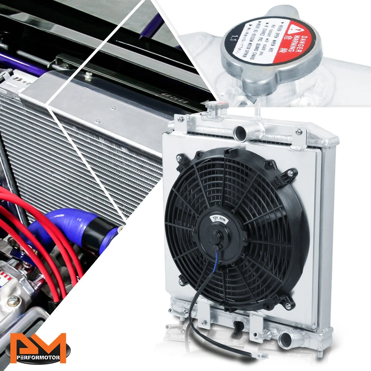 2X Aluminum 2-Row Cooling Radiator w/Fan Shroud for Honda Civic EG/EH/EJ/EM/DC (1994–2000)