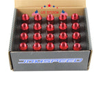 20Pcs Red Extended Forged Aluminum Tuner Racing Lug Nuts for Universal Vehicles