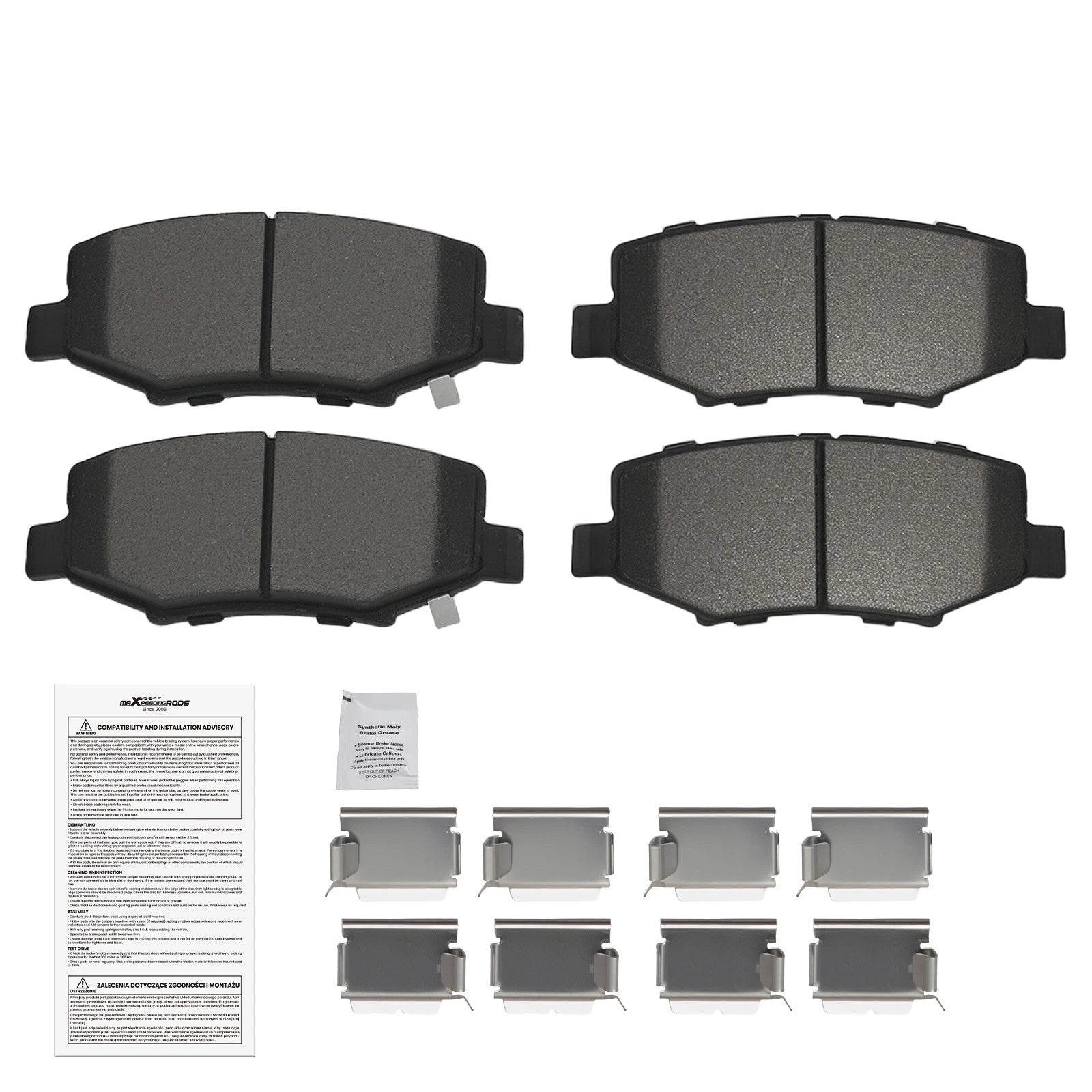 Rear Ceramic Brake Pads Kit for Jeep Liberty (2008–2012) Wrangler (2007–2017) D1274