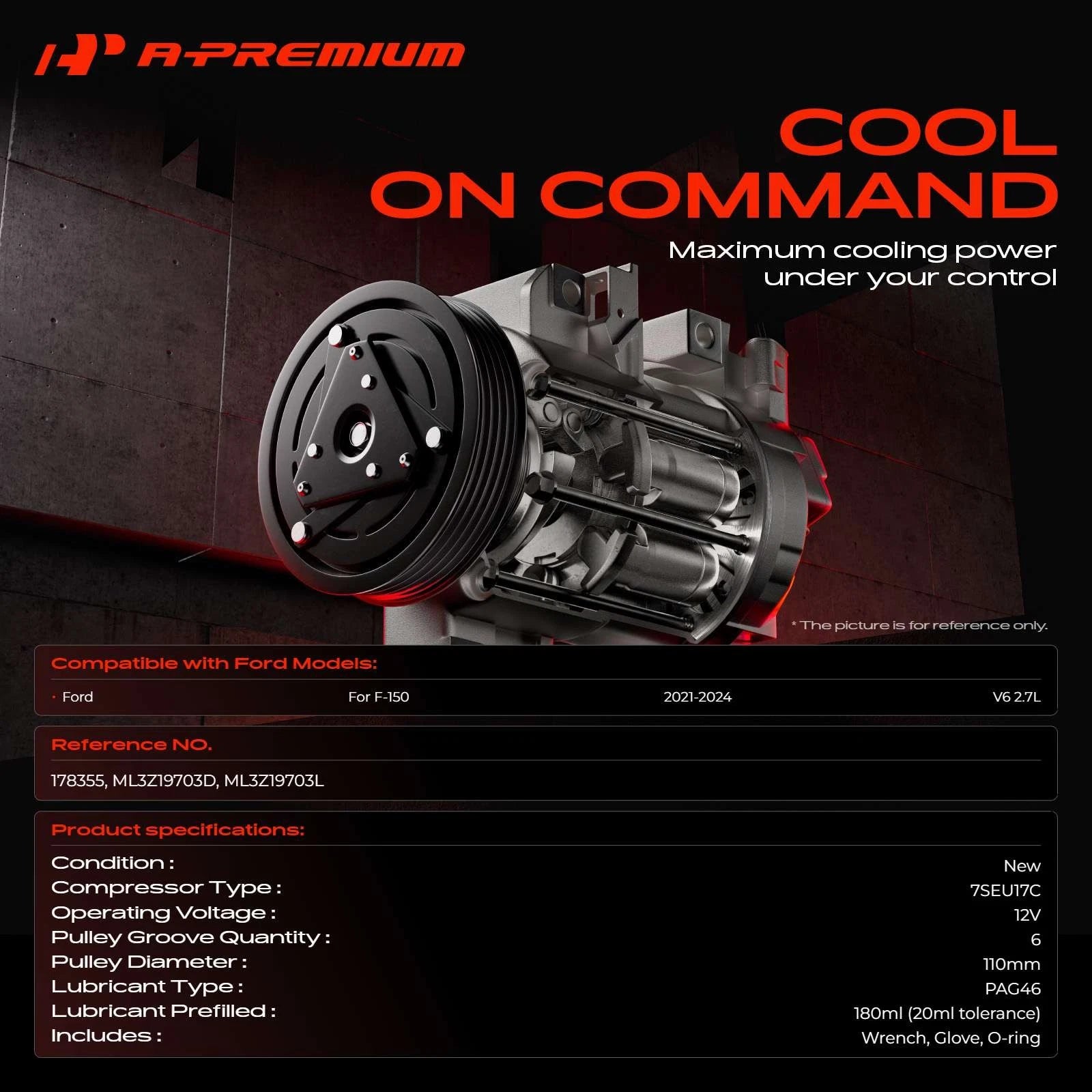 A/C Compressor with Clutch for Ford F-150 (2021-2023)