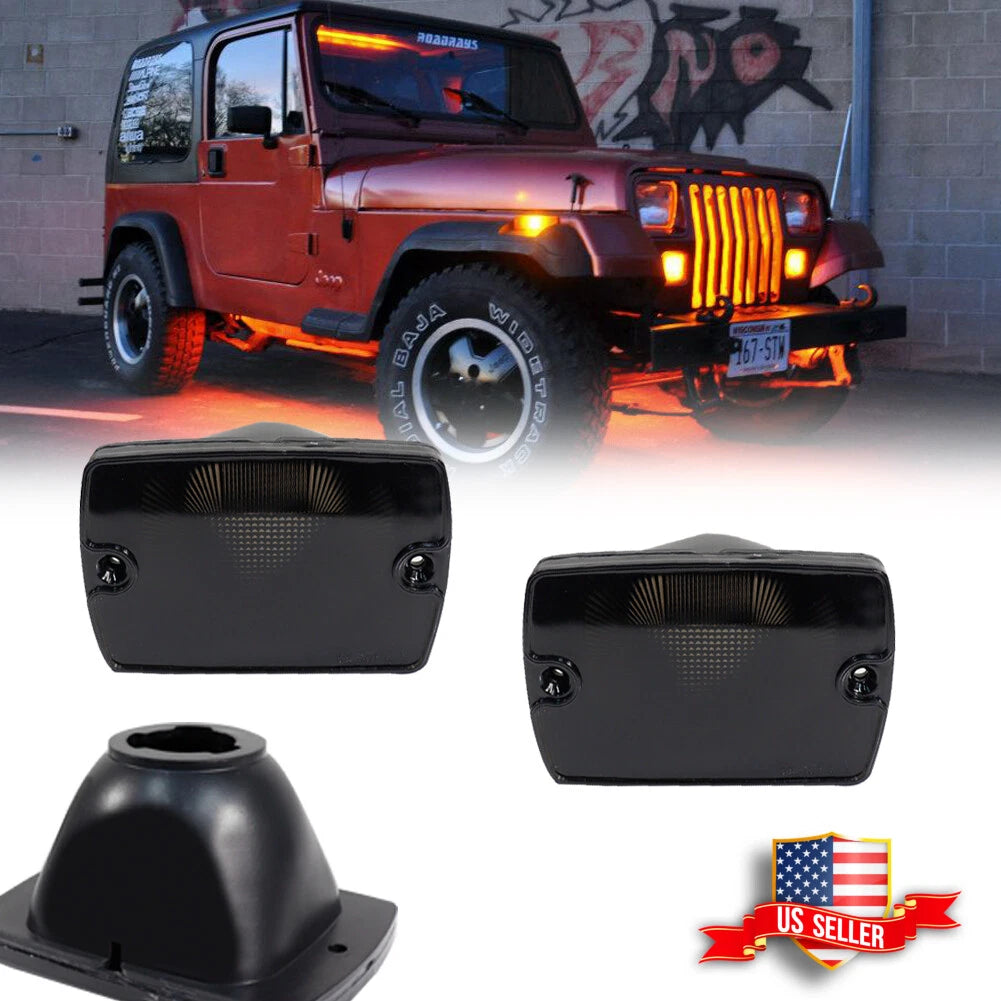 Smoked Front Turn Signal Parking Lights for Jeep Wrangler YJ (1987–1995)