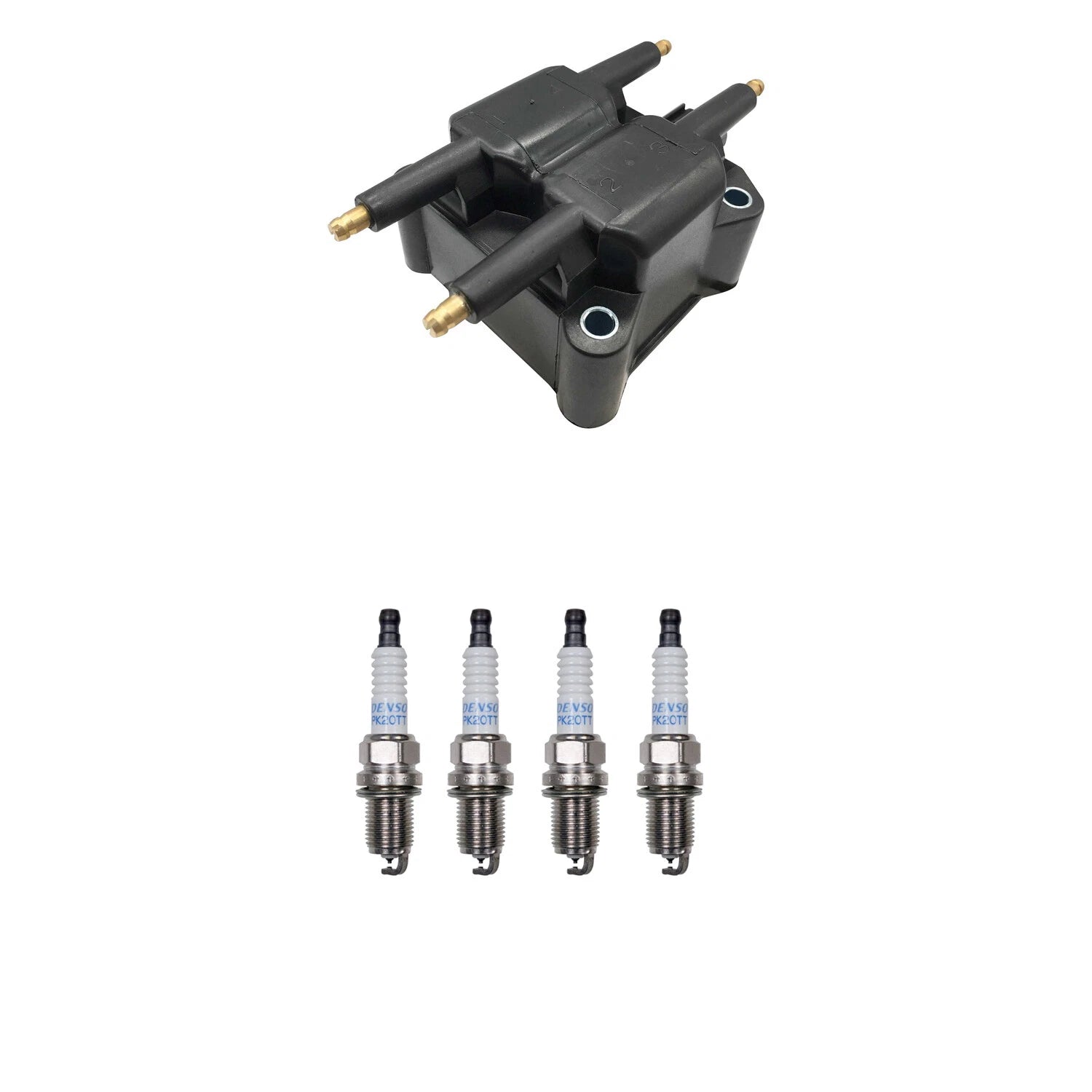 Set of 4 Hitachi Ignition Coils & Denso Platinum Spark Plugs for Cirrus Neon (1995–2000)