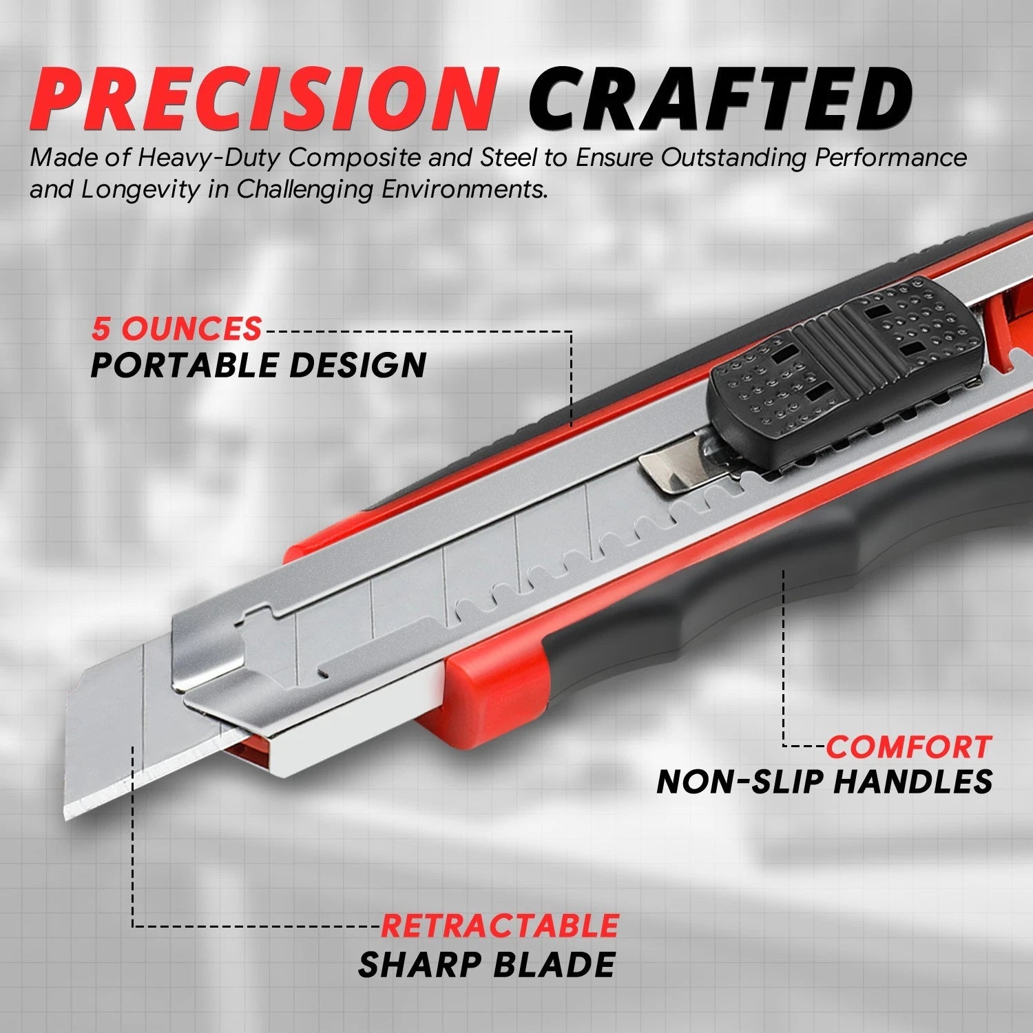 5Pcs Retractable Utility Knife Set + 40 Spare Blades for