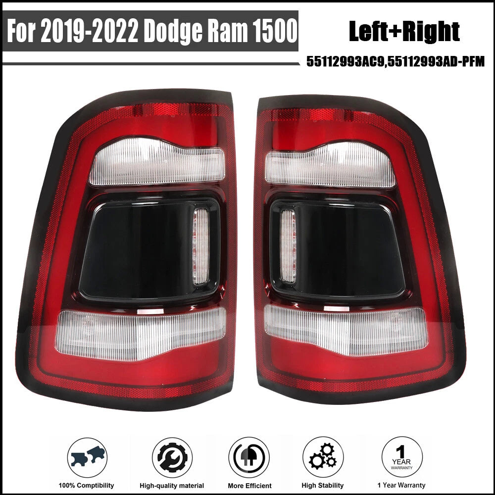 Set of 2 LED Rear Tail Lights for Dodge Ram 1500 (2019–2022)