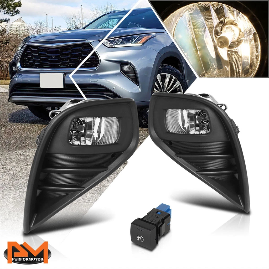 Clear Lens Front Bumper Fog Lights for Toyota Highlander (2020–2024)