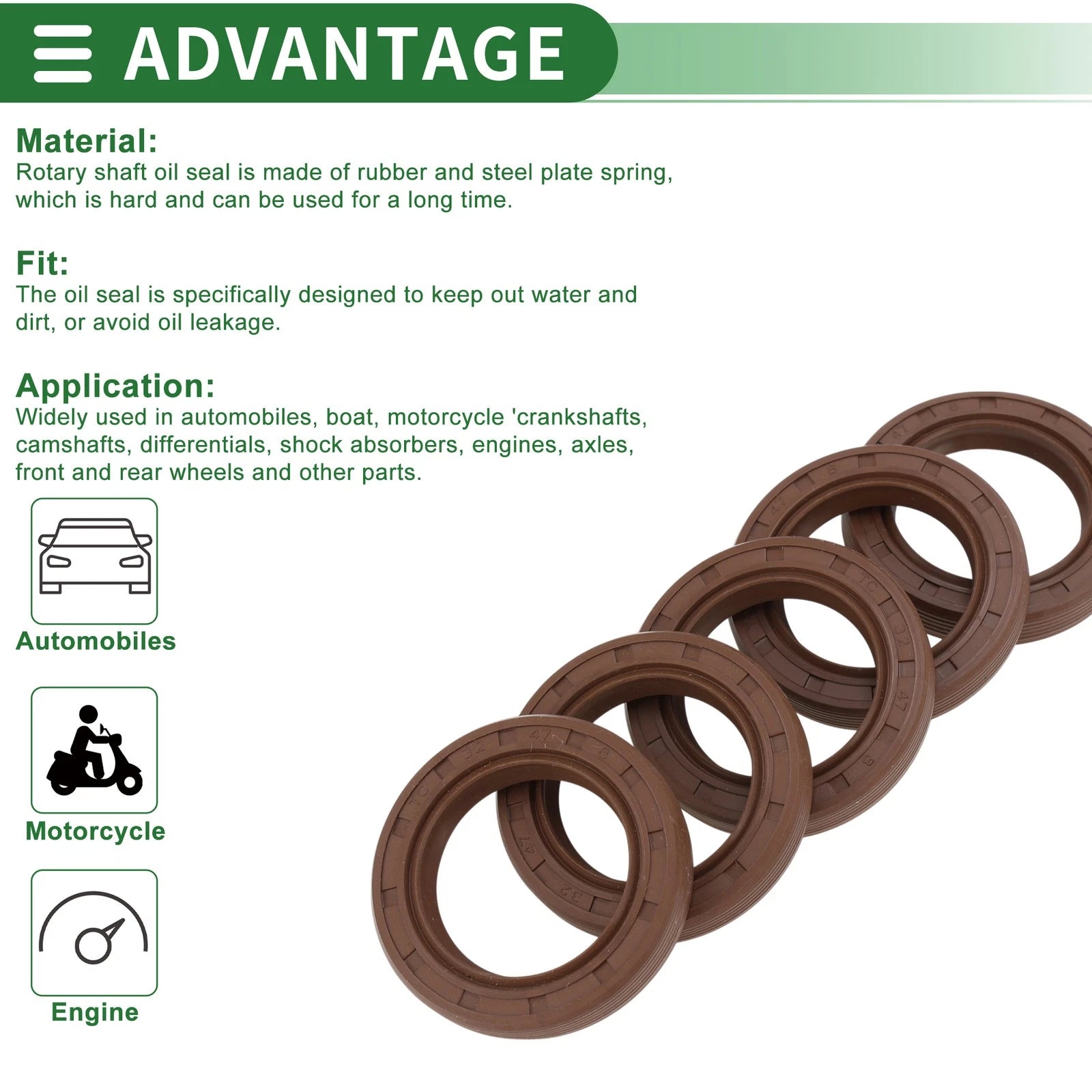 Set of 5 Oil Seals FKM Rubber 32x47x8mm for Various Models 