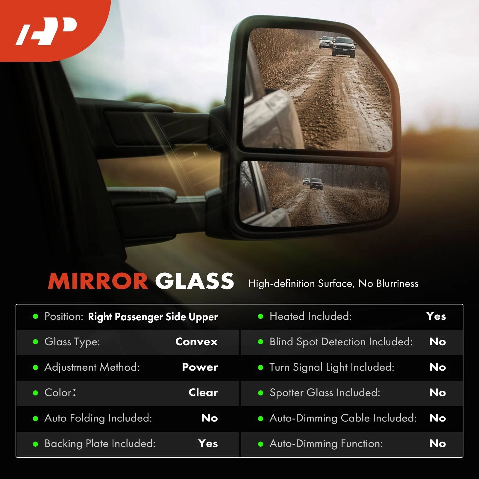 Heated Passenger Upper Power Mirror Glass for Benz Sprinter 2500 (2019-2023)