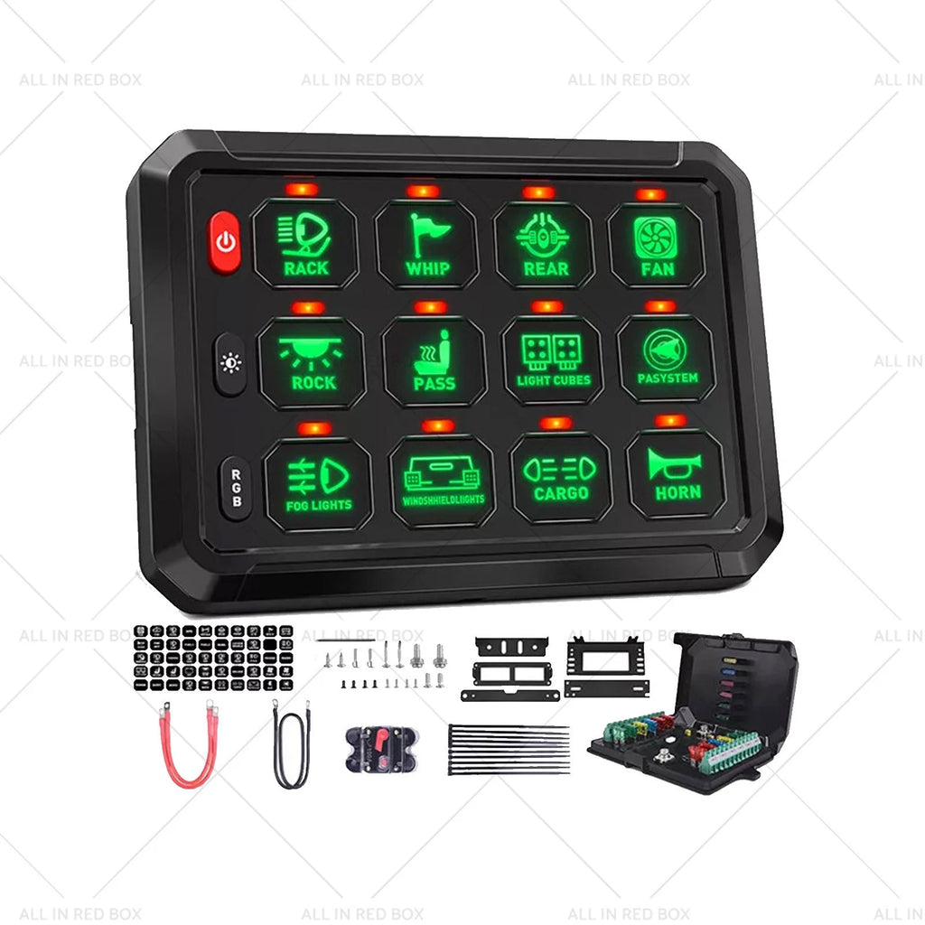 12 Gang Auxiliary LED Control Panel for Truck SUV UTE (12V 24V)