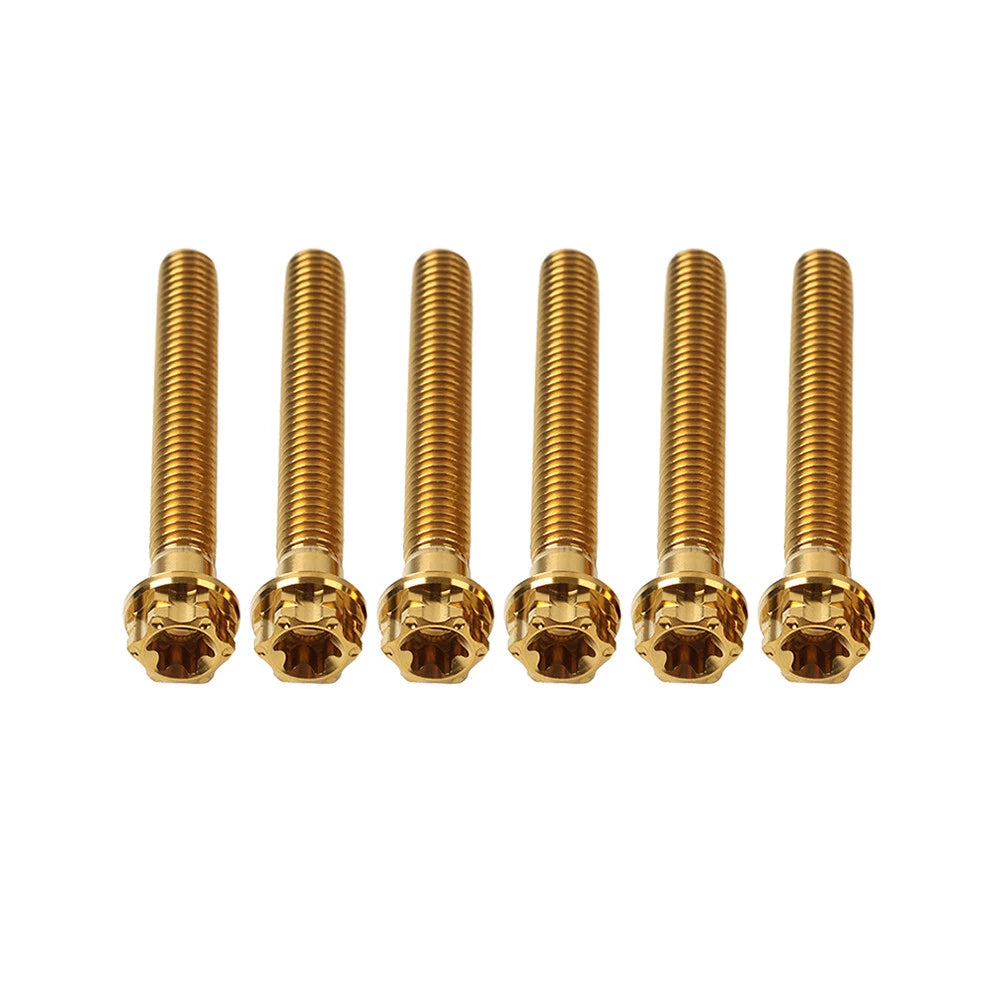 Set of 6 Titanium M6x55mm Torx Head Flange Screws for Motorcycle Bike