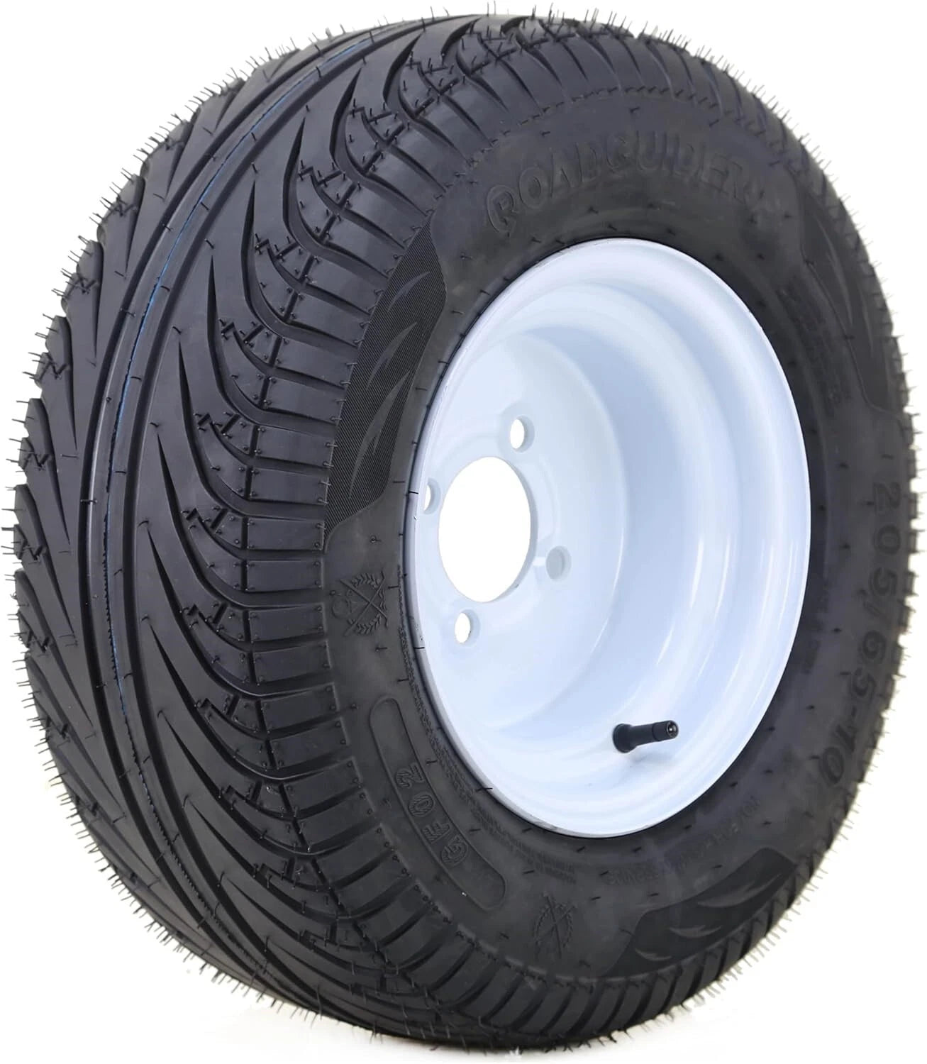 205/65-10 Tire Rim for Golf Cart (4 Lugs, 4" PCD, White Steel)