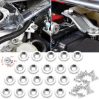 20x Silver JDM Billet Aluminum Fender/Bumper Washer/Bolt Kit for Engine Bay (2000–2006)