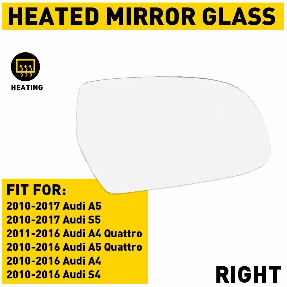 Heated Right Side Mirror Glass w/ Backing for Audi A5 A3 S5 A4 Quattro (2008–2016)