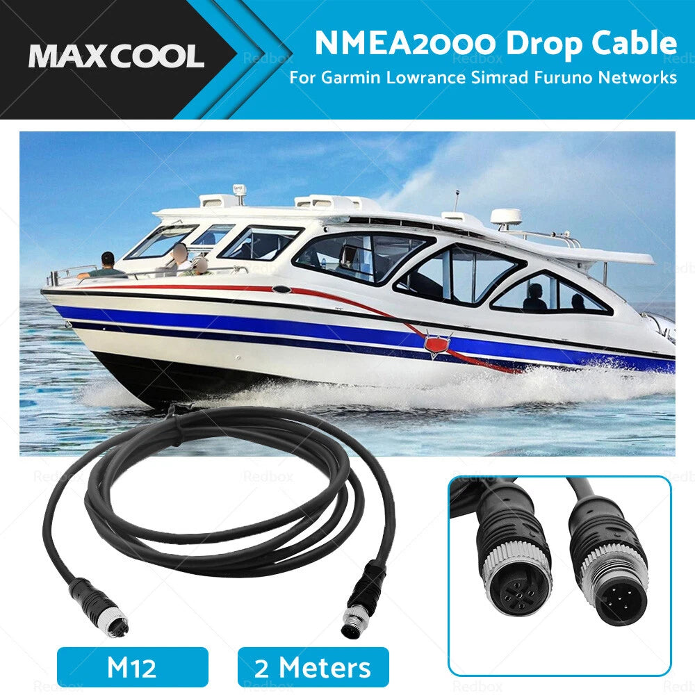NMEA2000 Drop Cable 2m 5-Core Female to Male for Marine Boat