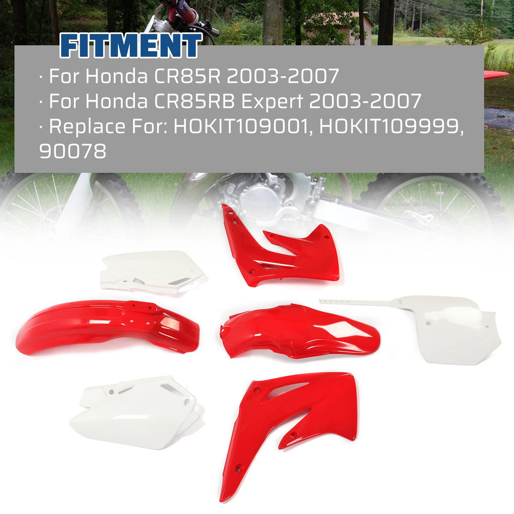 Restyled Plastic Kit for Honda CR85R CR85RB (2003–2007) - Shrouds, Fenders, Plates