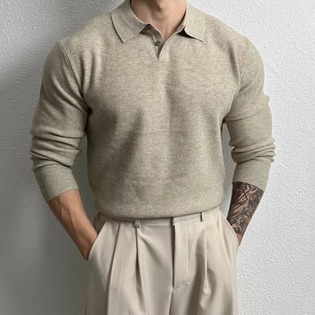 Set of 2 Solid Color Knitted Pullover Sweaters for Polo