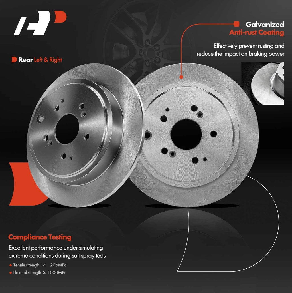 Set of 2 Rear Disc Brake Rotors & Ceramic Pads for Honda Pilot (2003–2008)
