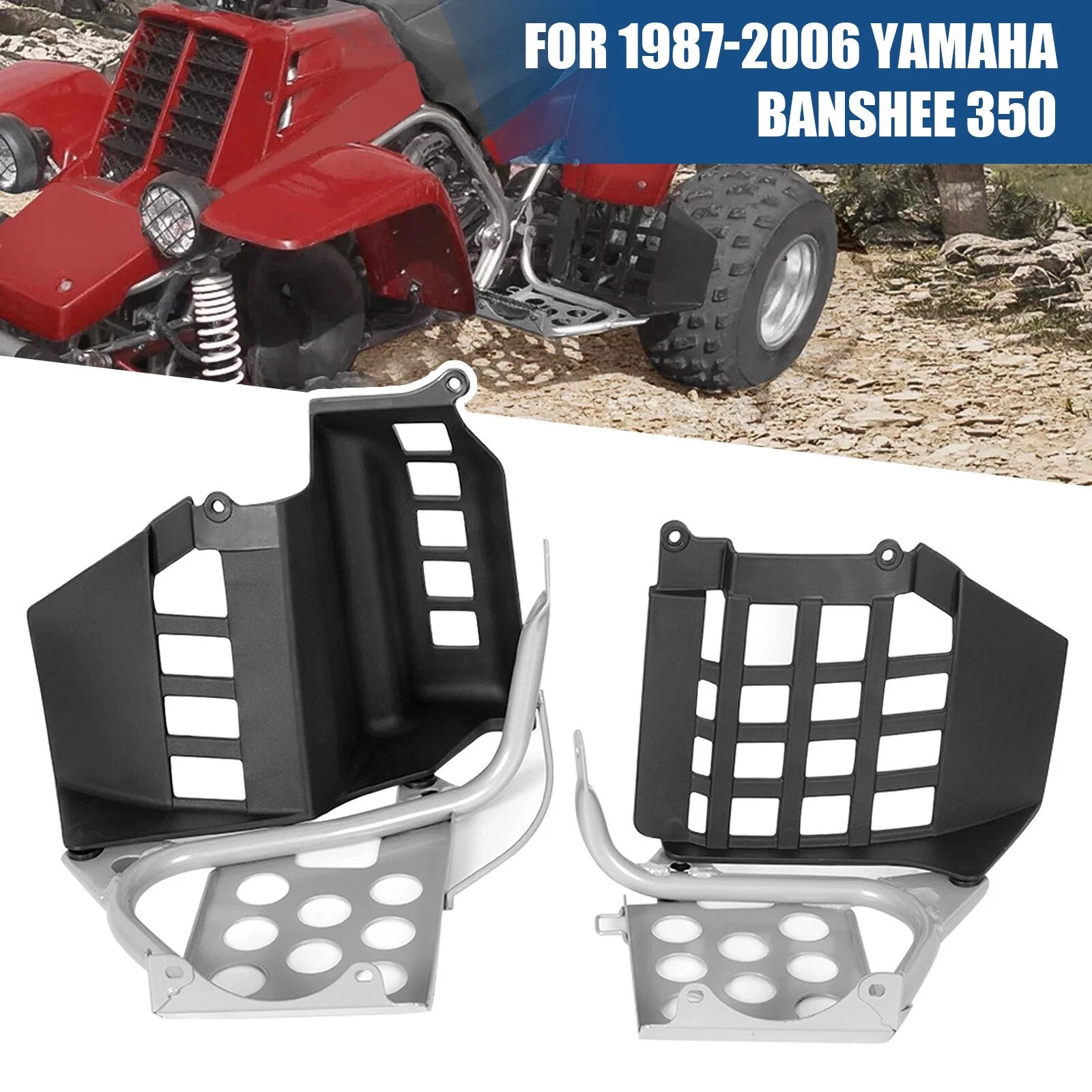 Silver Heel Guards Footrest for Yamaha Banshee 350 (1987–2006) Left + Right