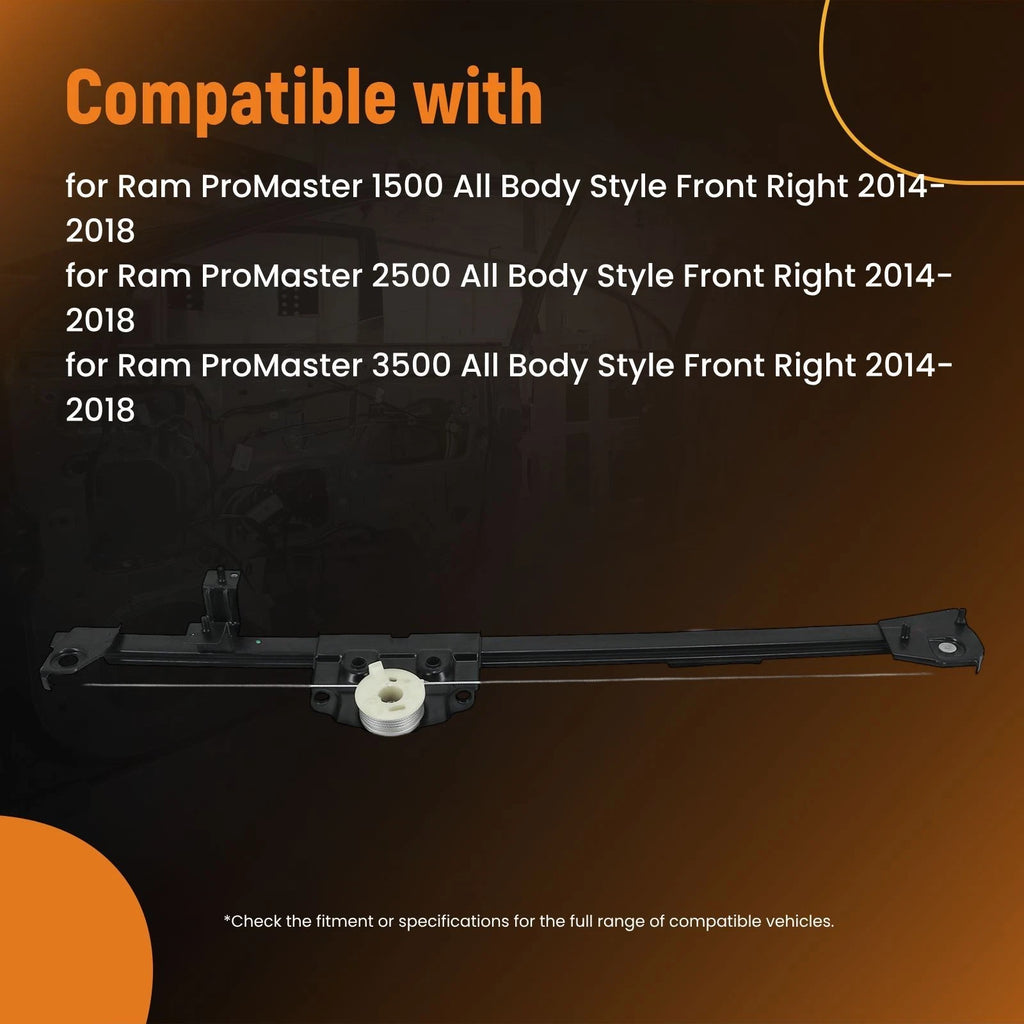 Electric Window Regulator Front Right for Ram ProMaster 1500 (2014–2018) 740-337