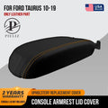 Leather Console Lid Armrest Cover for Ford Taurus (2010–2019) Orange Stitch