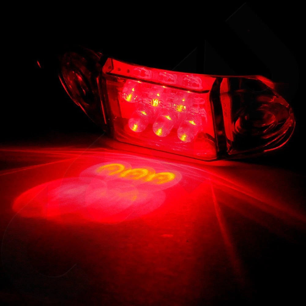 Set of 6 Red Surface Mount LED Marker Running Lights with Chrome Base for Make Model