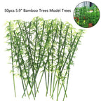 50Pcs Miniature Green Bamboo Trees for Fairy Garden Landscape Decor