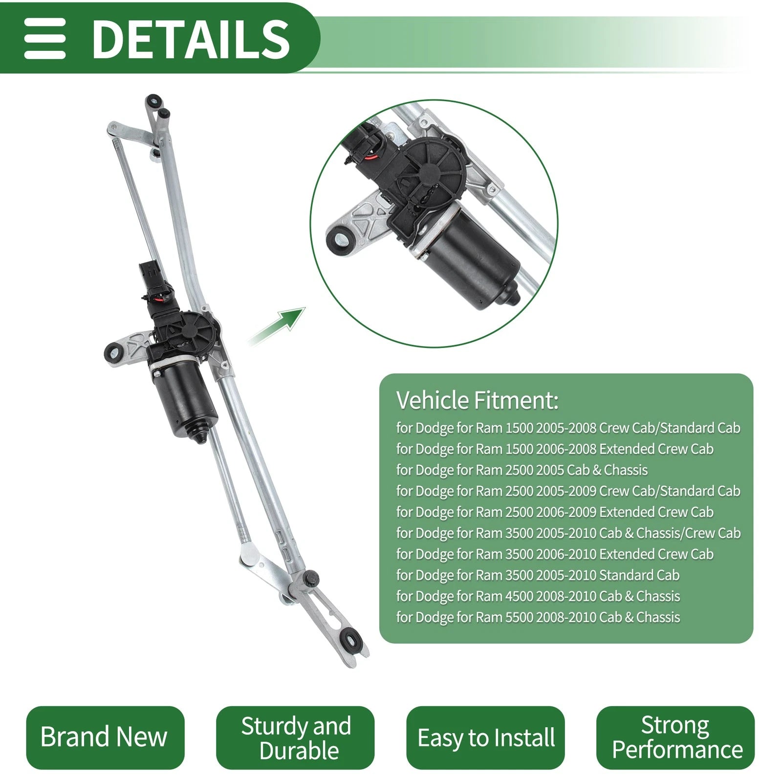 Front Windshield Wiper Motor Linkage Assembly for Dodge Ram 1500 (No. 853025)