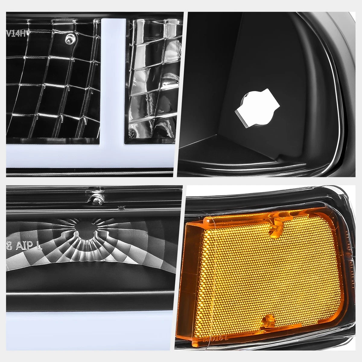 F-Shape LED DRL Switchback Headlights for Chevy Blazer/S10 (1998–2004)