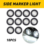 10X LED Marker Lights for Truck Trailer (Round, 3/4", White Bulbs)
