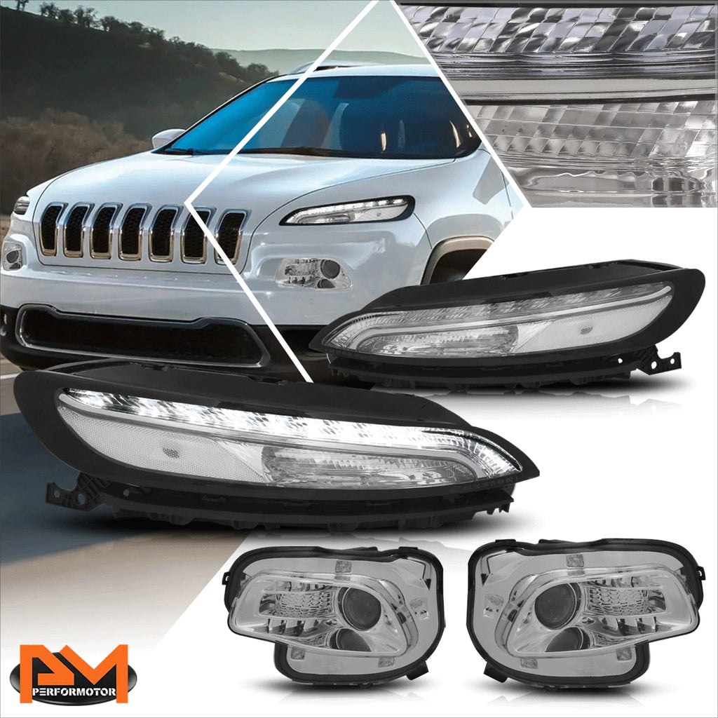 LED Daytime Running Lamps Projector Headlights for Jeep Cherokee (2014–2018)