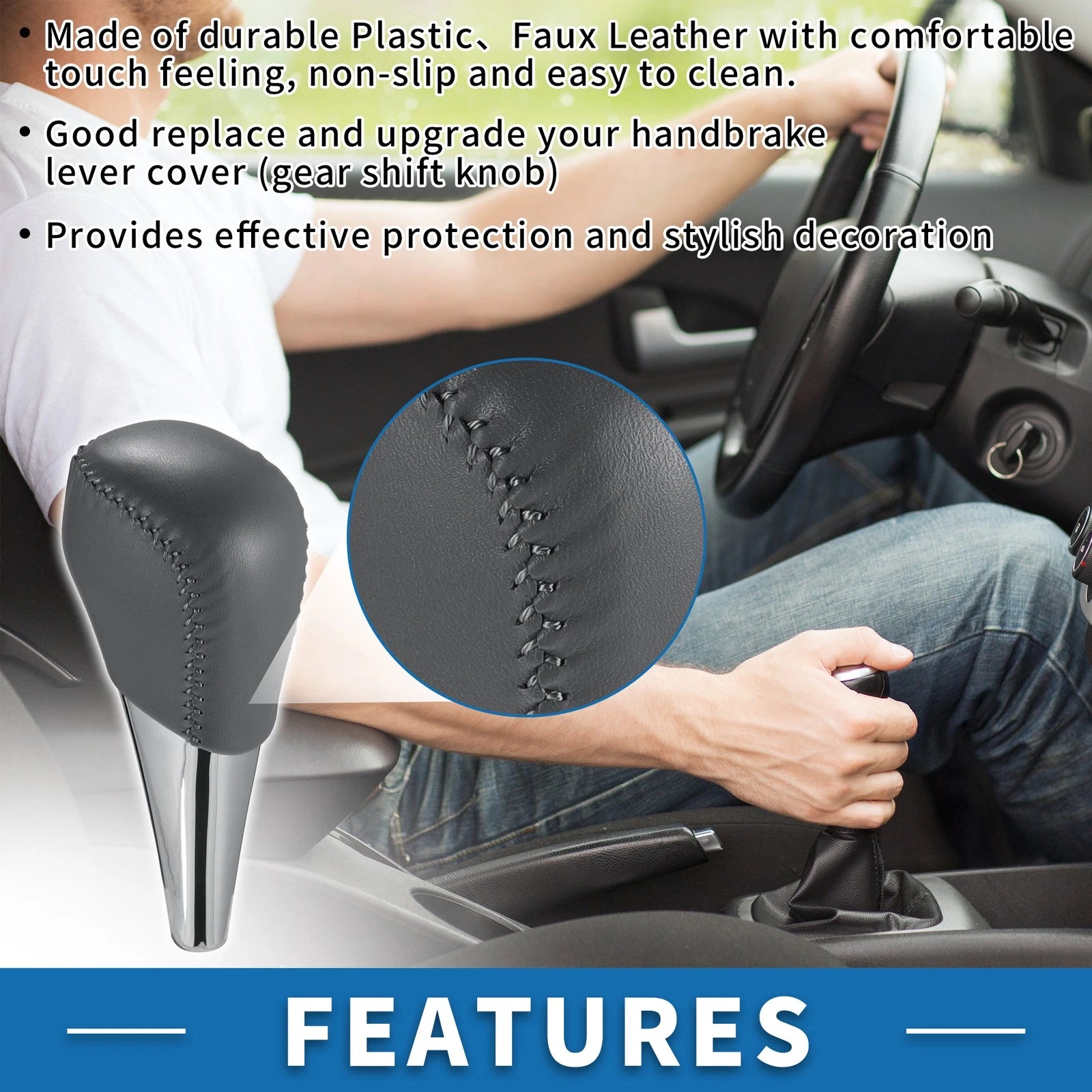 Automatic Gear Shifter Knob for Toyota Camry (2007–2014) - Gray Plastic Faux Leather