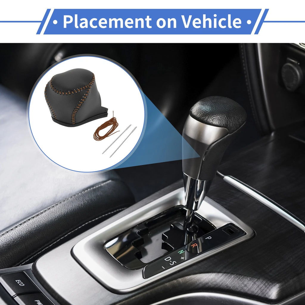Gear Shift Knob Cover for Toyota CH-R (2017–2021) Black Brown Faux Leather