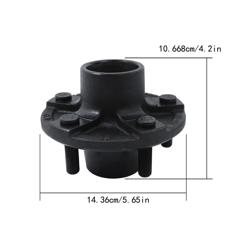 Set of 2 Trailer Hub Kits with 1" Round Spindle and Bearing Kit