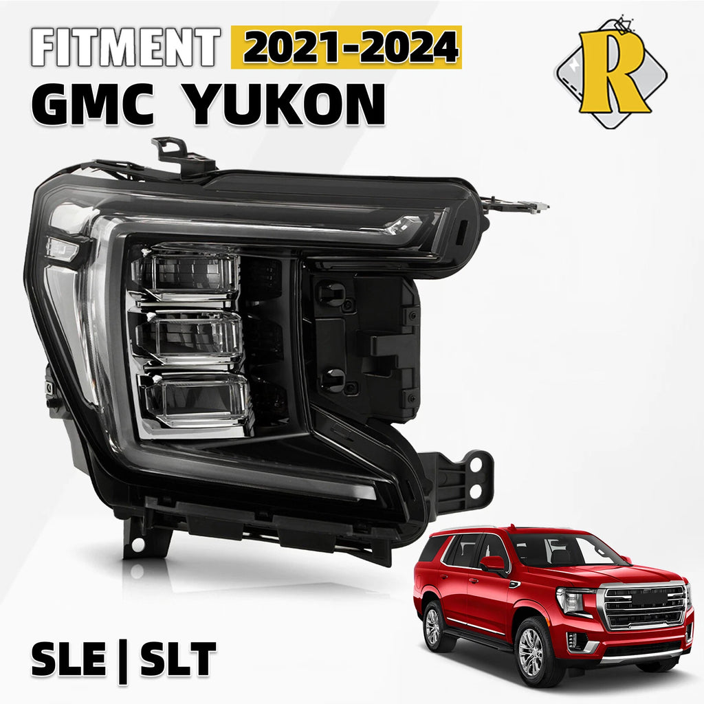Full LED Headlight Chrome Trim for GMC Yukon XL (2021–2024) - Passenger Side