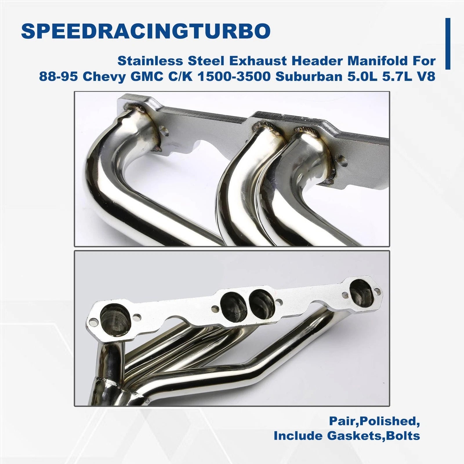 Exhaust Header Manifold for Chevy GMC C/K 1500-3500 Suburban (1988–1995)
