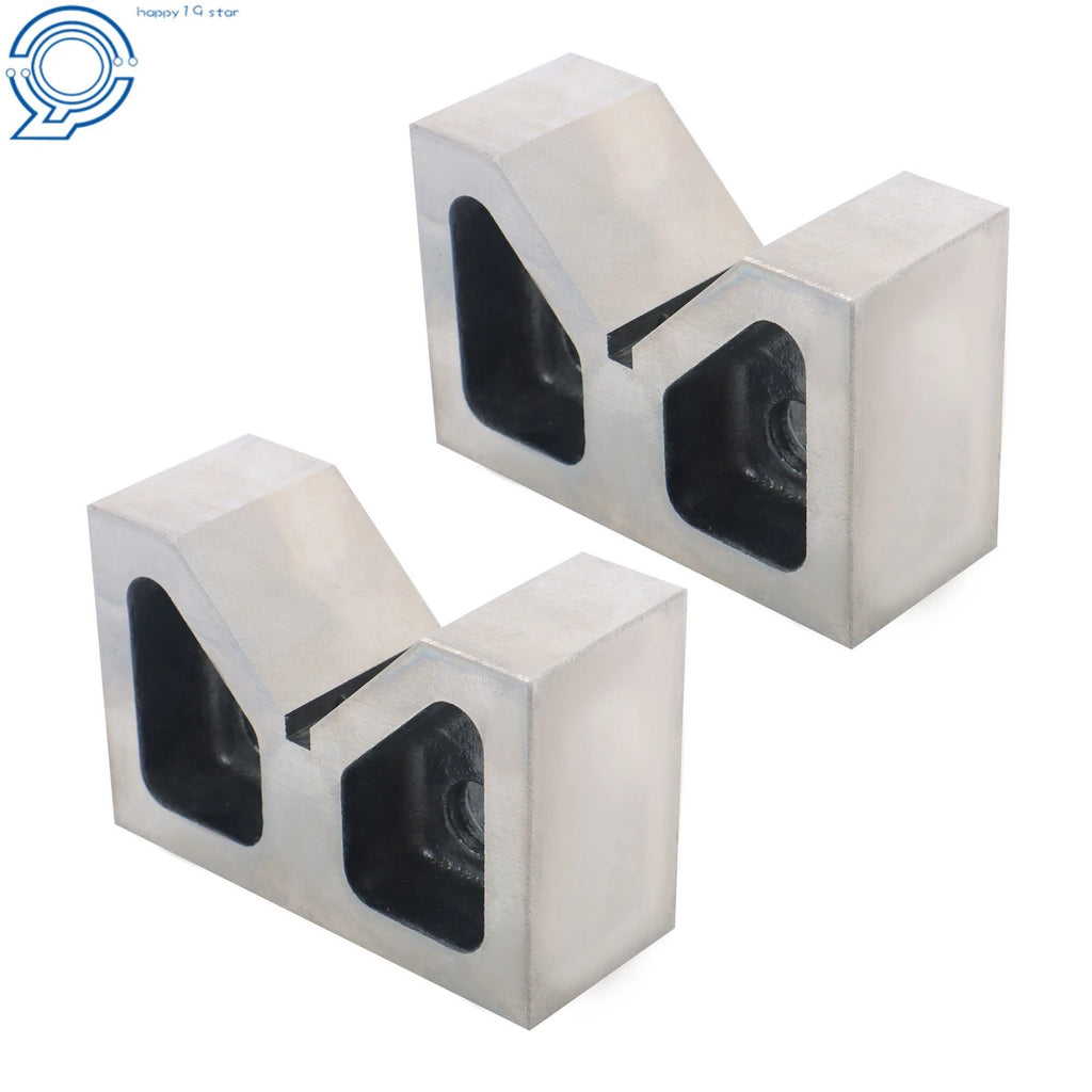 Pair of Cast Iron V-Blocks for Precision Machining (4" x 1-5/8" x 2-5/8")