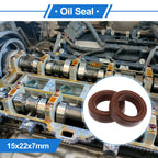2X Oil Seal Rotary Shaft Seal for Various Models (15x22x7mm) FKM Rubber