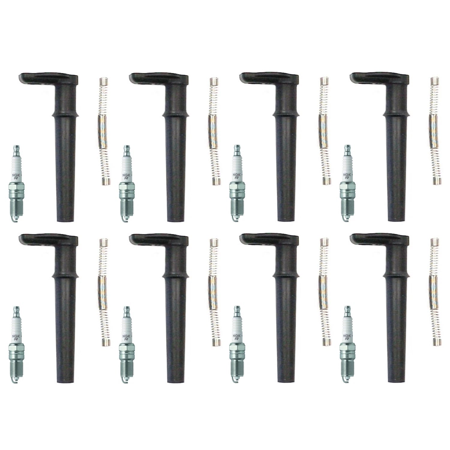 Set of 8 NGK V-Power Spark Plugs & Denso Coil Boots for Ford Mustang (1994–2004)