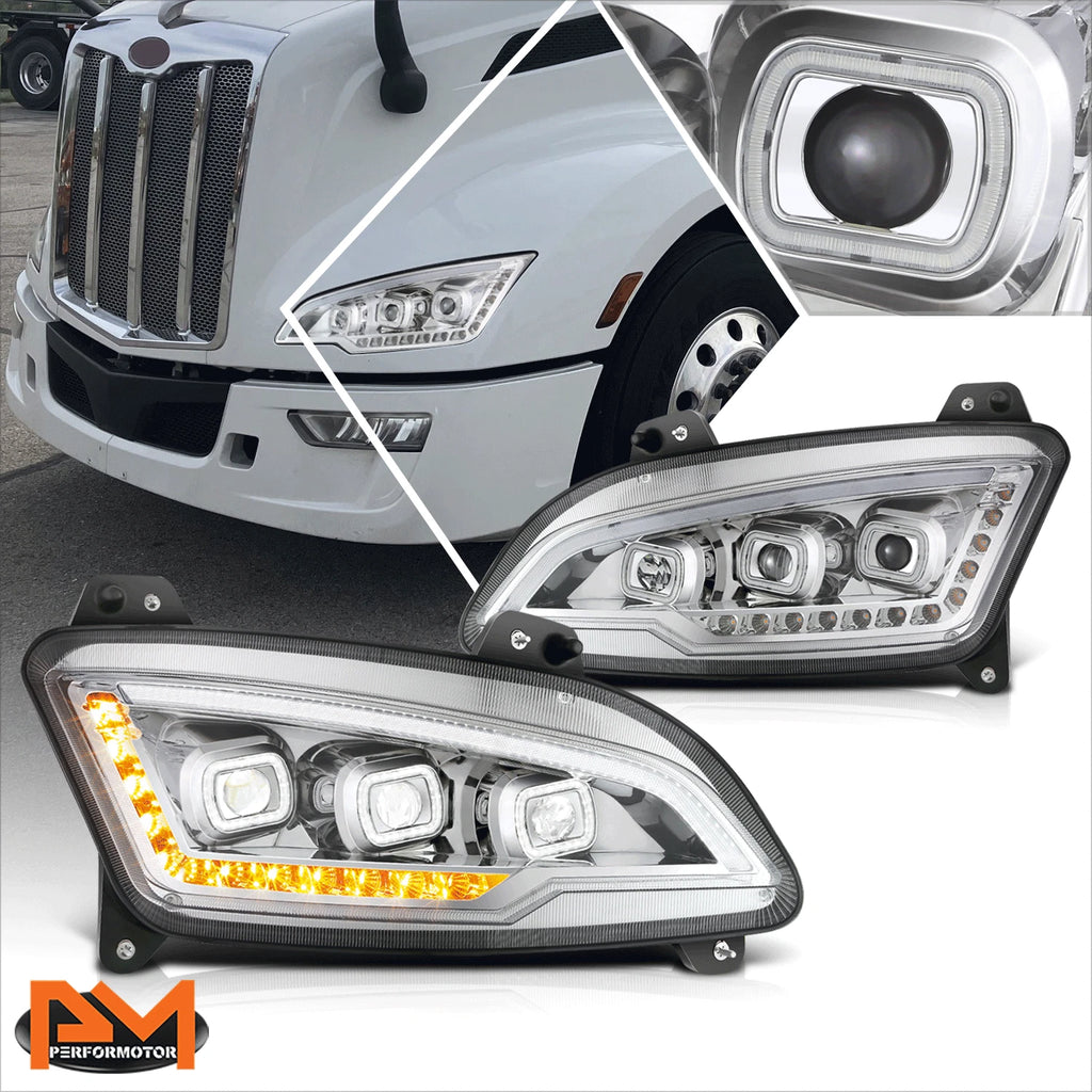 Sequential Signal LED DRL Projector Headlights for Peterbilt 579 (2022–2025)