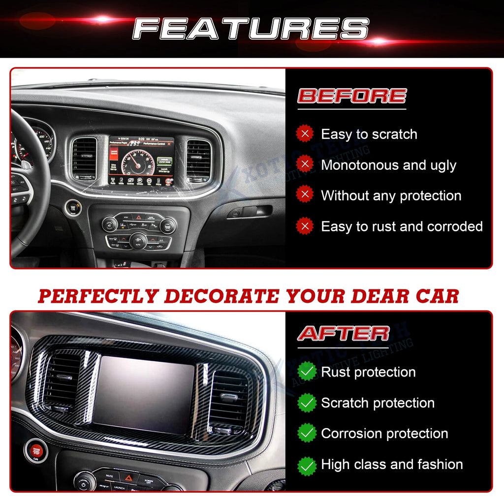 Carbon Black Dash Screen Frame for Dodge Charger (2015-2021)