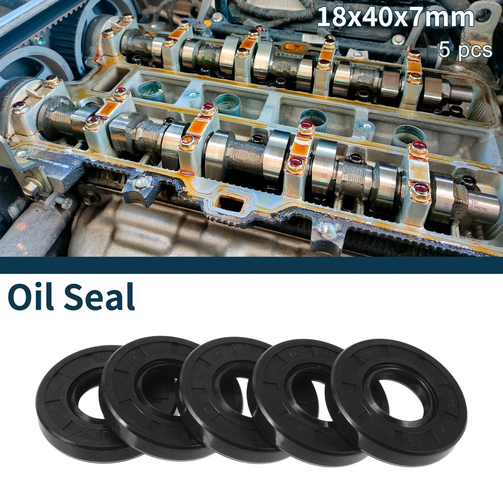 Set of 5 Oil Seal Rotary Shaft Seal NBR Rubber 18x40x7mm