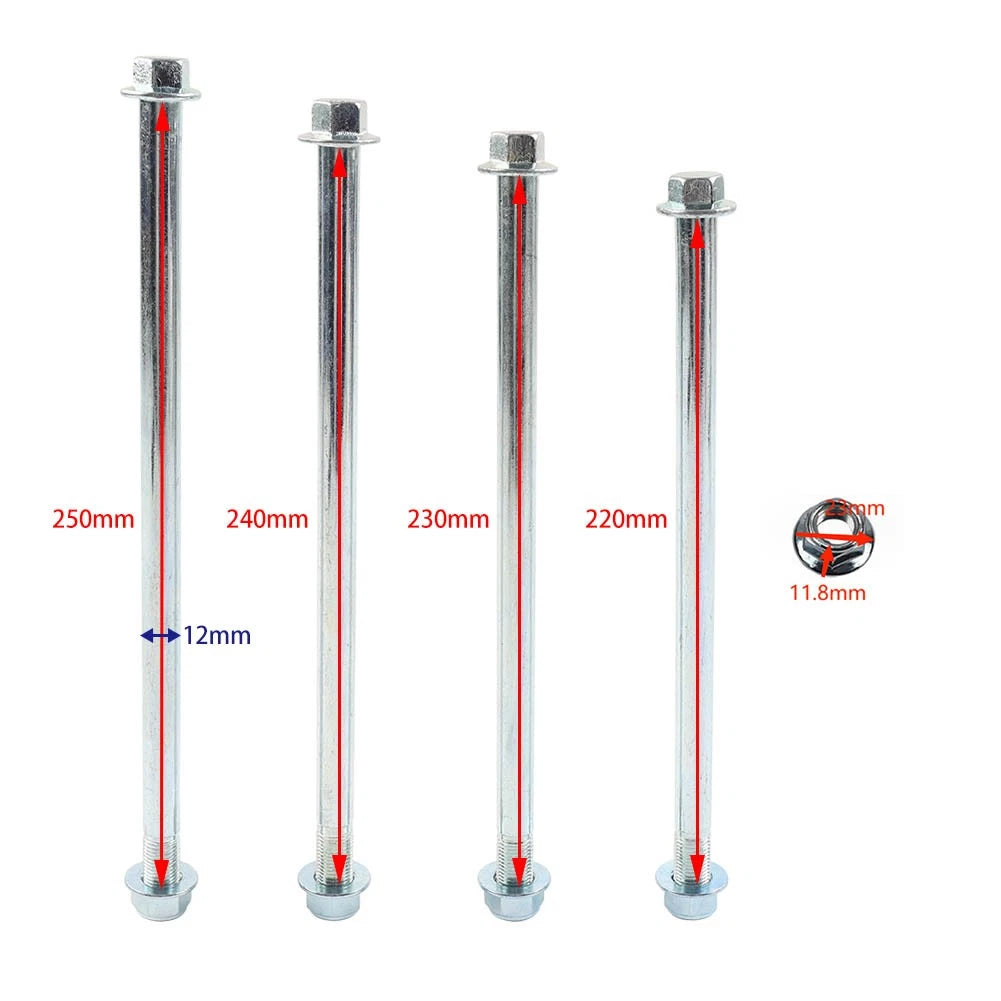 M12x250mm Front Rear Wheel Hub Axle Shaft for Pit Dirt Bike ATV