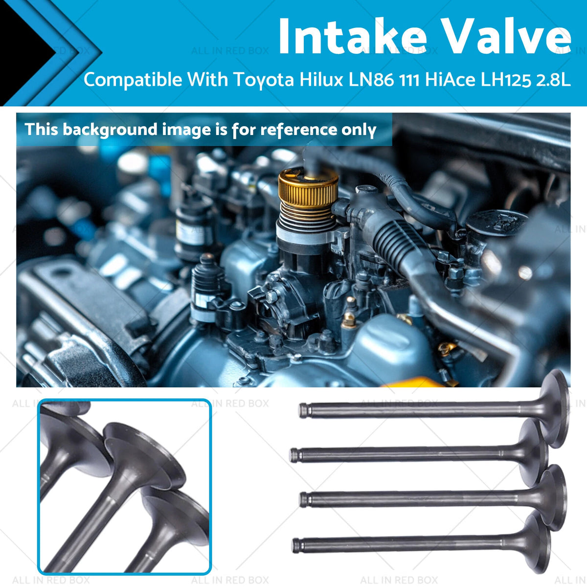 Set of 4 Inlet/Intake Valves for Toyota Hilux LN86 107 111, HiAce LH125 2.8L
