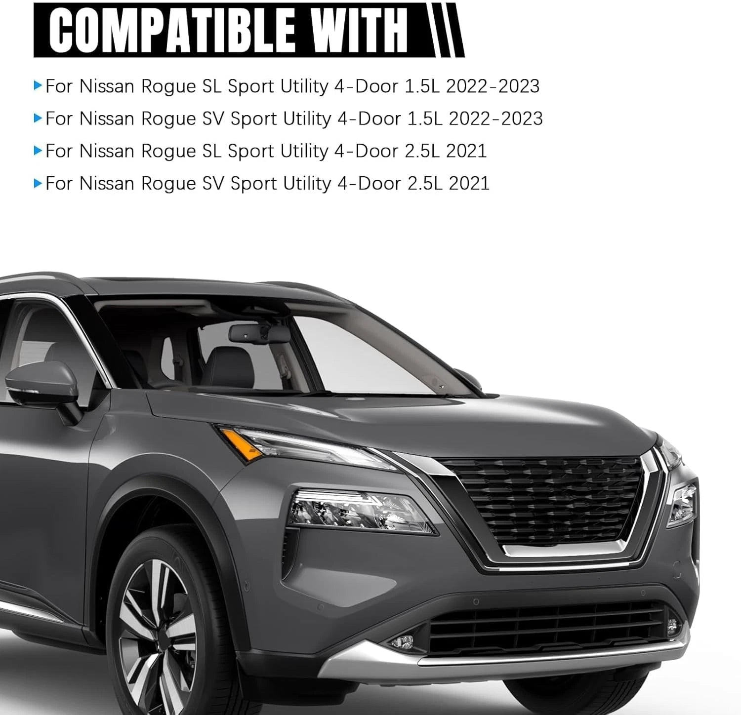 Headlight Headlamp Chrome LED for Nissan Rogue SL|SV (2021–2023) Right Side