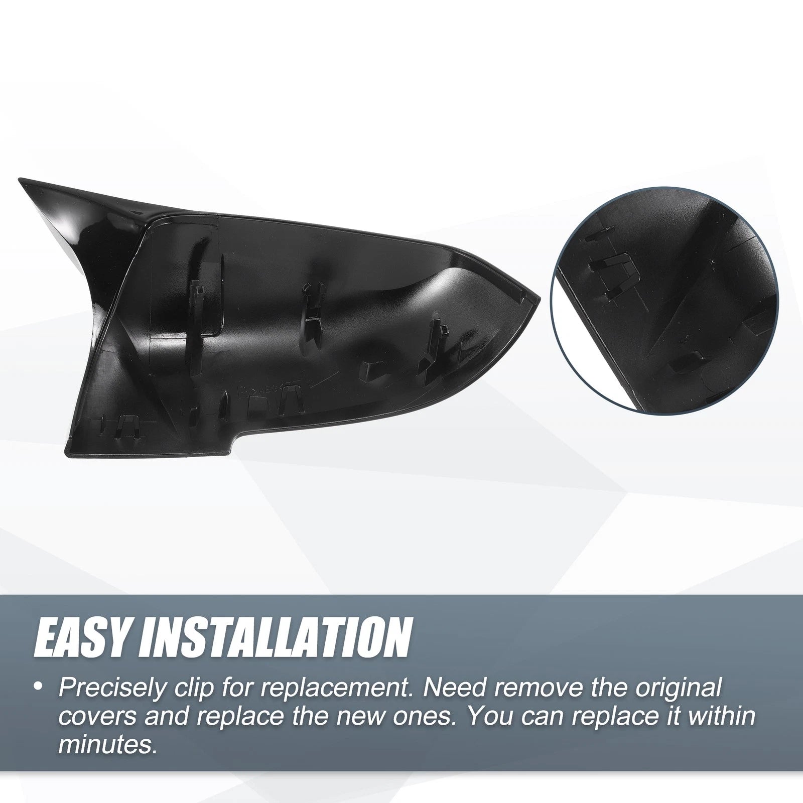 Pair Rearview Mirror Cover Caps Gloss Black for BMW F20 F22 F23 F30 F31 F32 X1