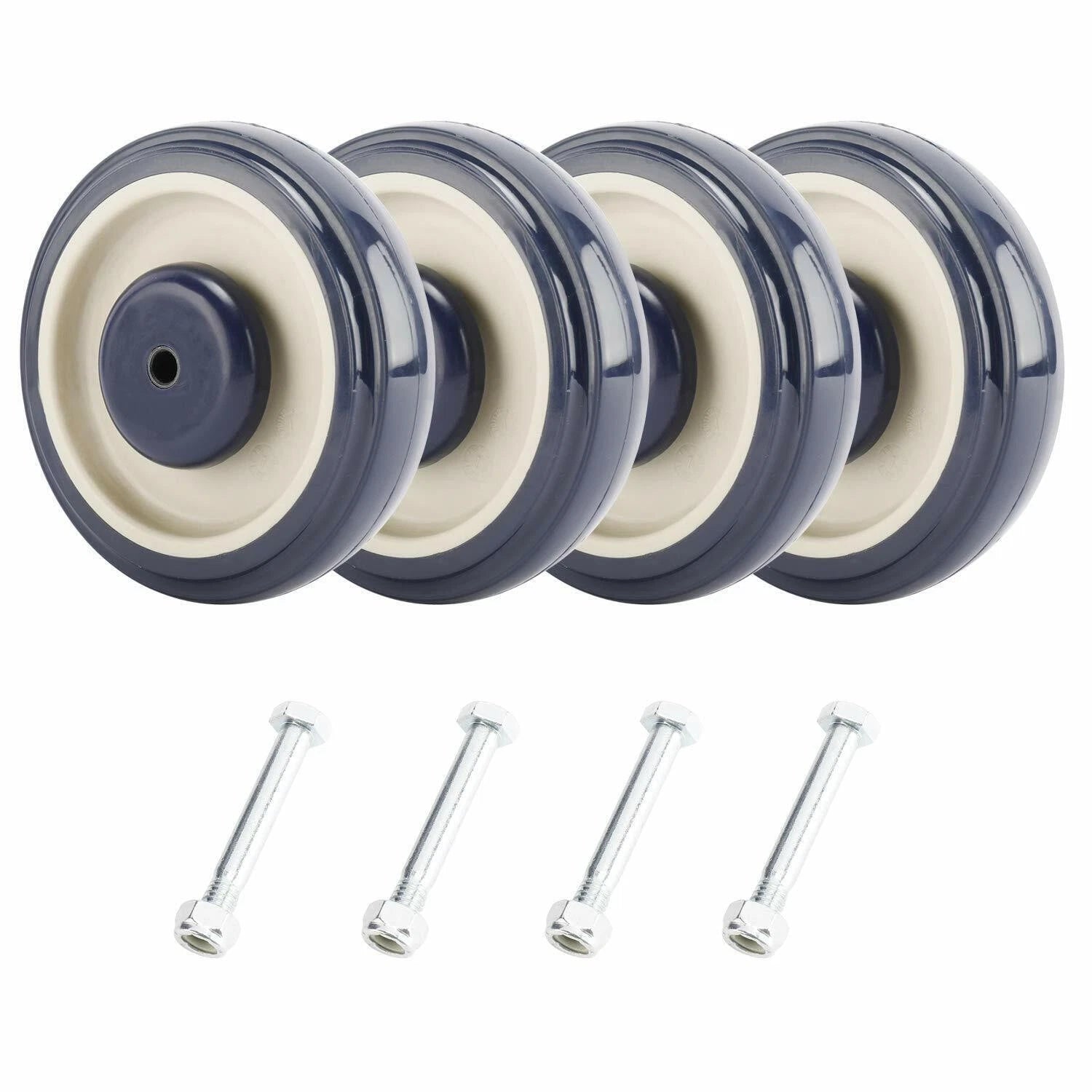 Set of 4 Replacement 5" Shopping Cart Wheels with Axles & Bolts
