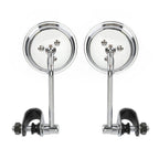 Set of 2 Clamp On 3" Round Chrome Mirrors for Cafe Racer Chopper Bobber