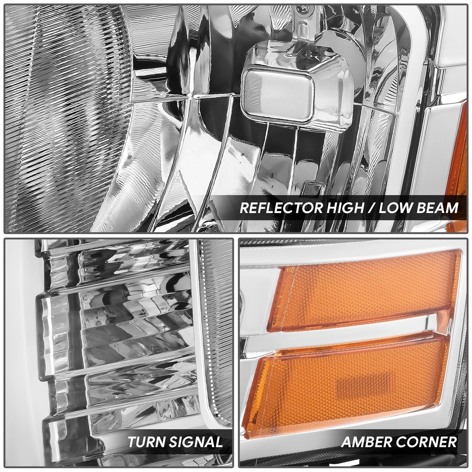 Driver Left Chrome Housing Amber Corner Headlight for Ford Flex (2009–2012)