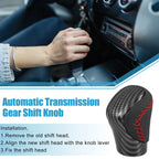 Carbon Fiber Gear Shift Knob for Lexus - Faux Leather with Red Thread